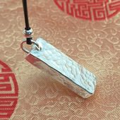 足银999无事牌锤纹吊坠纯银实心项链挂坠男女情侣定制