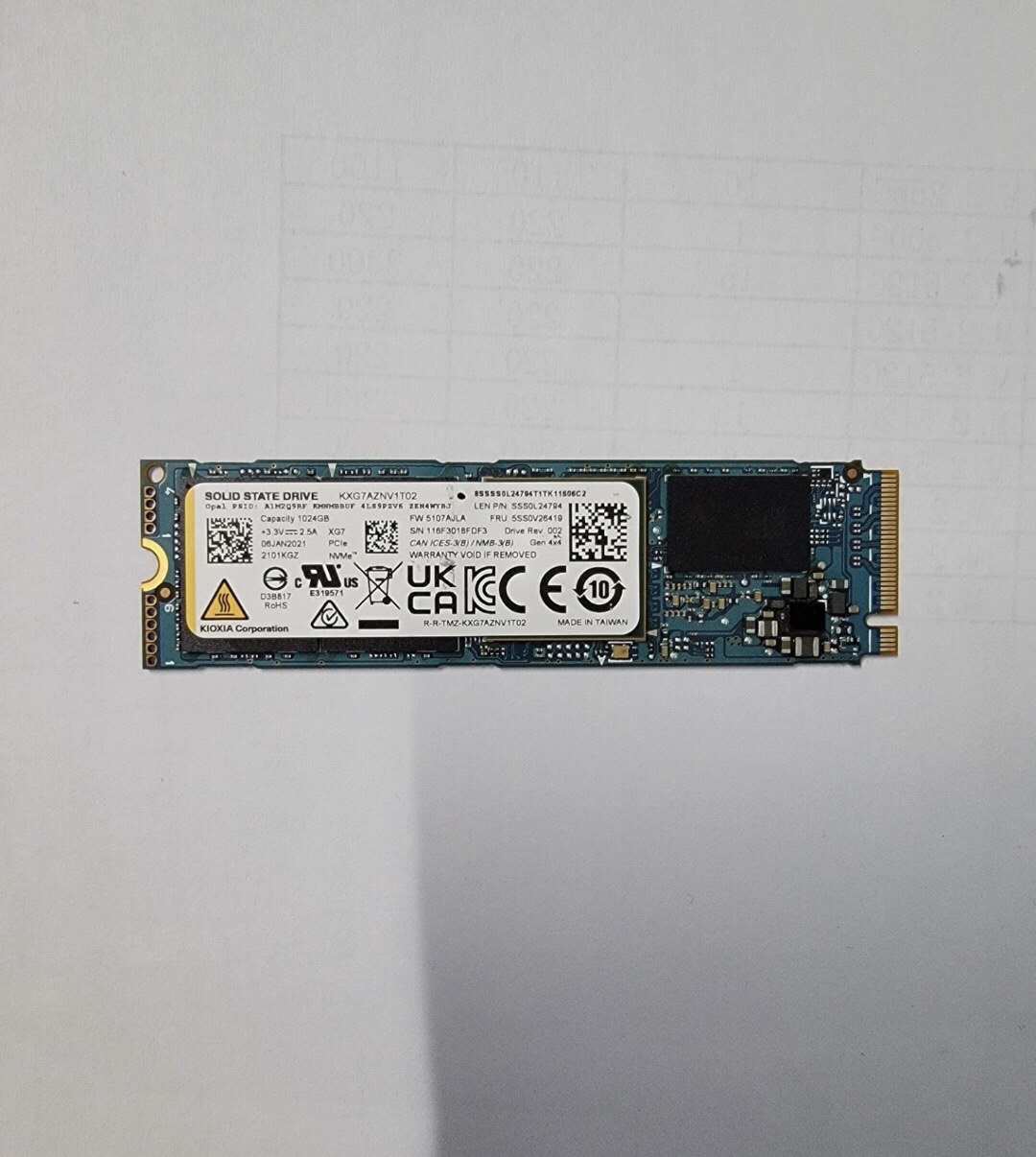 Toshiba/东芝其它型号固态硬盘 xg7 1t nvme pcie m.2 ssd铠侠