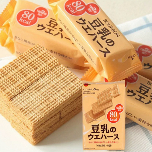 包邮日本豆乳威化夹心棒低卡零食