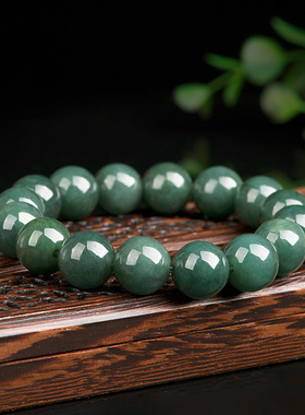 天然缅甸A货油青弹力玉石珠子