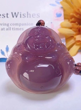 帝王紫紫罗兰大佛公吊坠毛衣项链3D立体厚装佛公大肚弥勒佛送证书