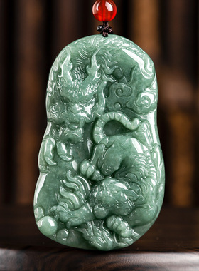 翡翠生肖龙虎冰种玉石霸气风吊坠