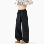 5XL码 美式 重磅垂感直筒裤 长裤 高街弯刀休闲裤 子男秋宽松运动卫裤