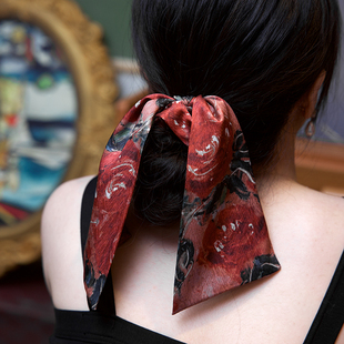 《玫瑰炽红》插画师联名飘带大肠发圈皮筋发带头绳过新年红色年会