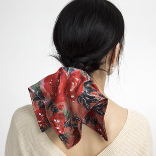 莫耦某《炙红玫瑰》联名款方巾大肠发圈扎马尾发饰新年红年会头花