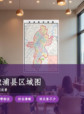 溆浦县区域图 现代简约装饰画 办公室挂画 定制地图挂图