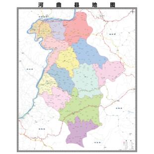 河曲县市区域县市地图街道分布地区区域图办公室贴图挂图