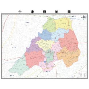 宁津县区市区域县市地图街道分布地区区域图办公室贴图挂图