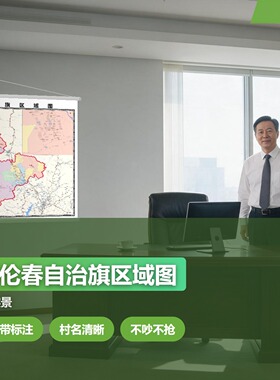 鄂伦春自治旗区域图 现代简约装饰画 办公室挂画 定制地图挂图