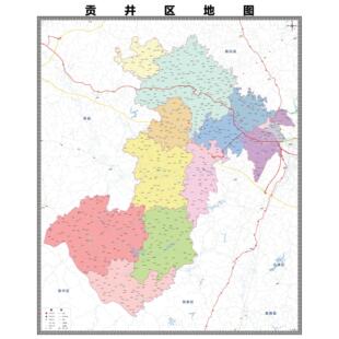 贡井区区域县市地图街道分布地区区域图办公室贴图挂图