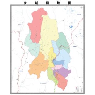 乡城县区域县市地图街道分布地区区域图办公室贴图挂图