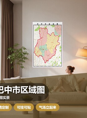 巴中市 现代简约装饰画 办公室挂画 定制地图挂图