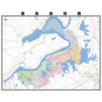 嘉鱼县市区域县市地图街道分布地区区域图办公室贴图挂图