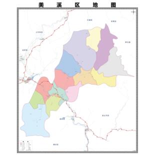 美溪区区域县市地图街道分布地区区域图办公室贴图挂图