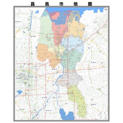 昌邑市区市区域县市地图街道分布地区区域图办公室贴图挂图