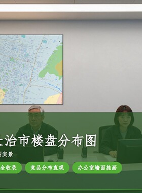 现代简约城市地图装饰画办公室挂图无框相纸印刷120x90cm