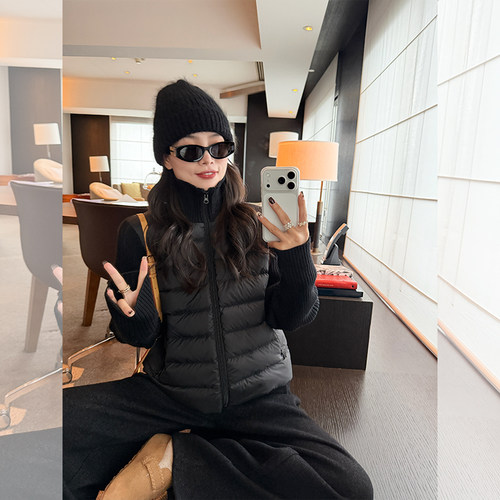 金苏一 针织拼接羽绒服2025冬季韩版90白鸭绒保暖外套小个子上衣