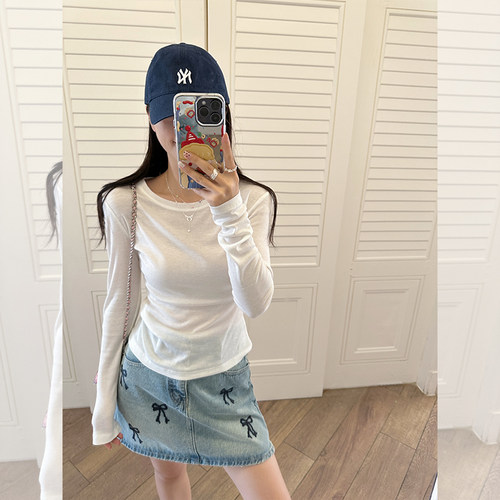 白色桑蚕丝基础打底T恤