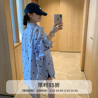 金苏一 3.16号10点八五折上新小马印花衬衫春韩版宽松薄款防晒衫