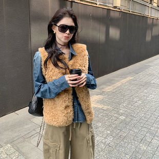 金苏一 两面穿毛毛马甲女2026冬季韩版羊羔毛外套环保毛毛上衣潮