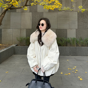 金苏一 狐狸毛领派克羽绒服女冬季韩版宽松90白鸭绒保暖派克服潮