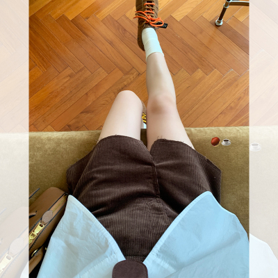 金苏一 灯芯绒短裙女2026春秋韩版高腰显瘦a字半身裙chic开衩裙子