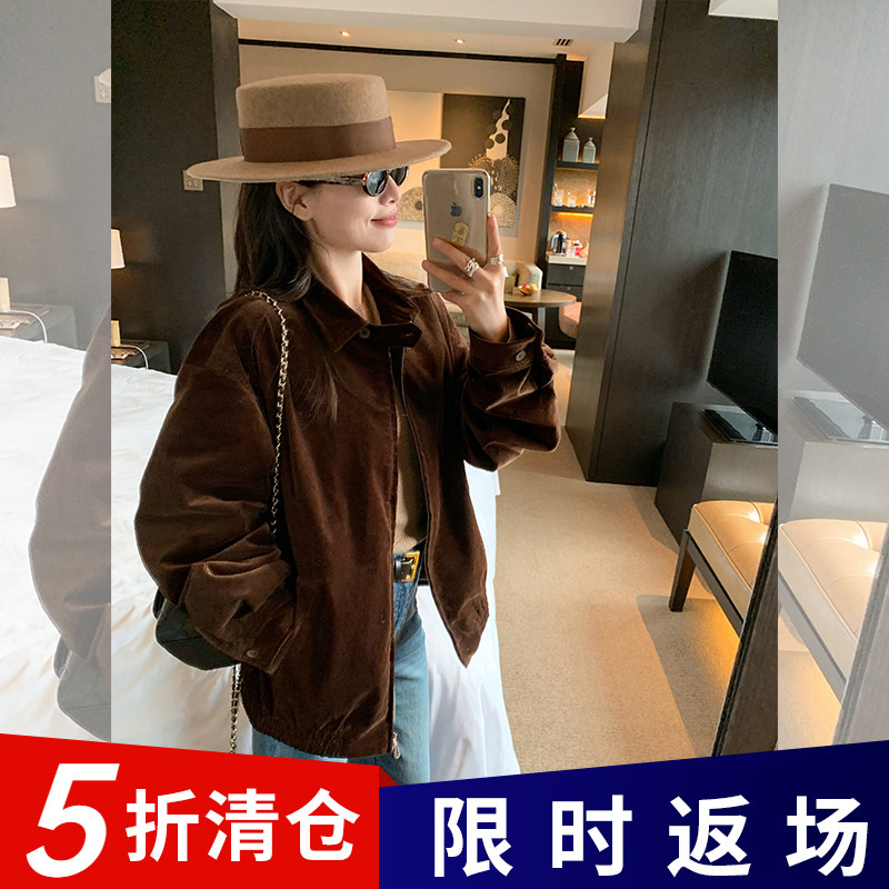 金苏一  年中清仓26号晚8点 立领灯芯绒夹克韩版机车外套图片