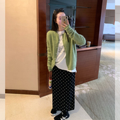 韩版 金苏一 波点羊毛裙2025冬季 高腰显瘦a字针织半身裙chic裙子潮