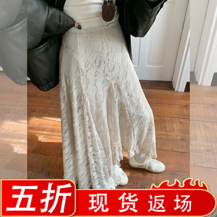 金苏一 不规则蕾丝半身裙女2025秋季韩版高腰显瘦a字裙百搭伞裙潮