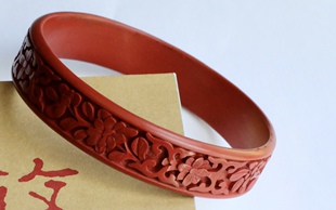 纯手工老雕漆手镯、回流民国末建国初期铜胎雕漆手镯