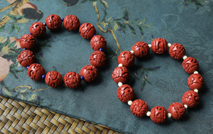 创汇时期木胎大漆雕漆精工勾花散珠，漆器雕漆勾花花卉图案珠子