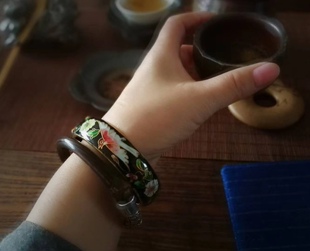 创汇时期铜胎掐丝珐琅老景泰蓝手镯,正宗老景泰蓝带小鸟手镯