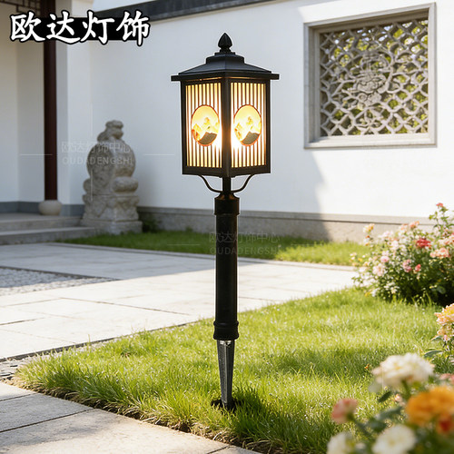 插地太阳能草坪灯新中式户外防水草地灯花园室外落地景观庭院灯