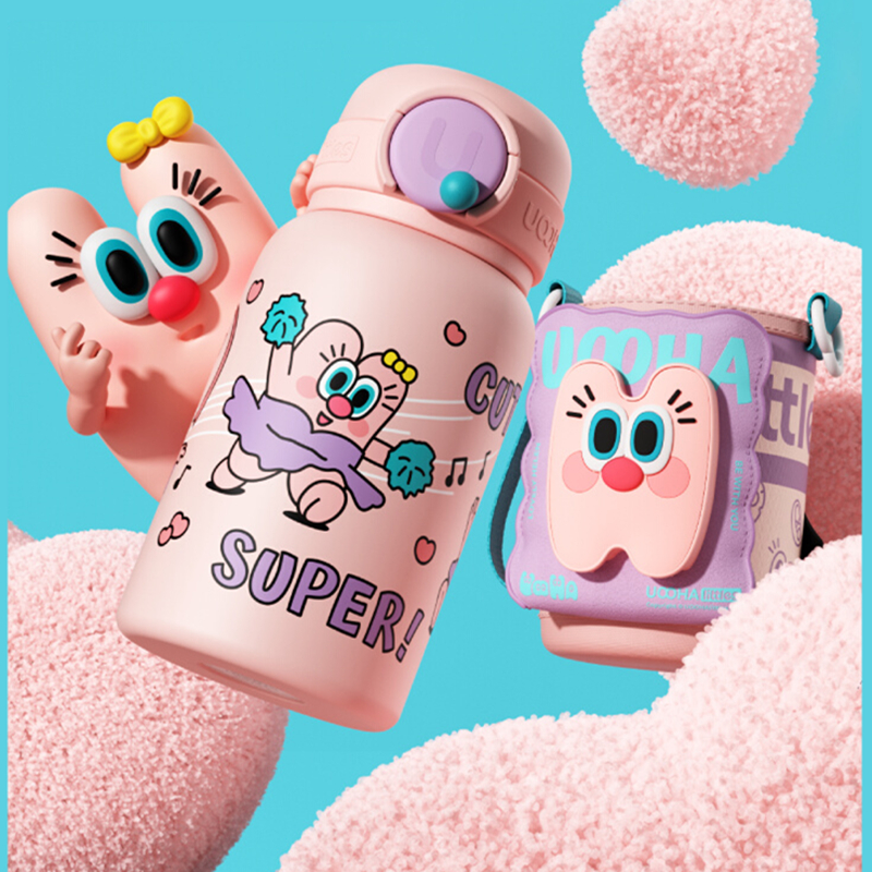 UOOHA316不锈钢儿童可爱吸管杯子