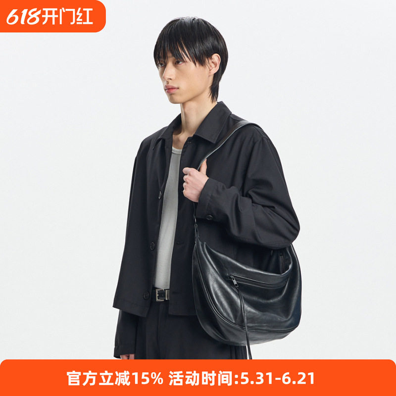 鹿森|斜挎包男女款机车骑行包潮牌单肩斜背包复古流浪饺子包