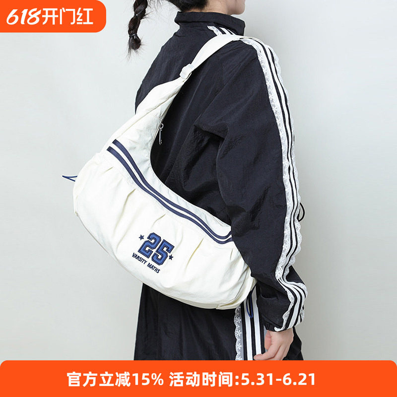 鹿森|新款美式运动风饺子包骑行大容量单肩包轻便尼龙斜挎包男女
