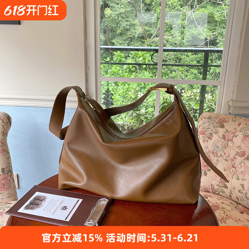 鹿森韩版日常包包软塌极简风单肩包大包25新款包包女大容量斜挎包