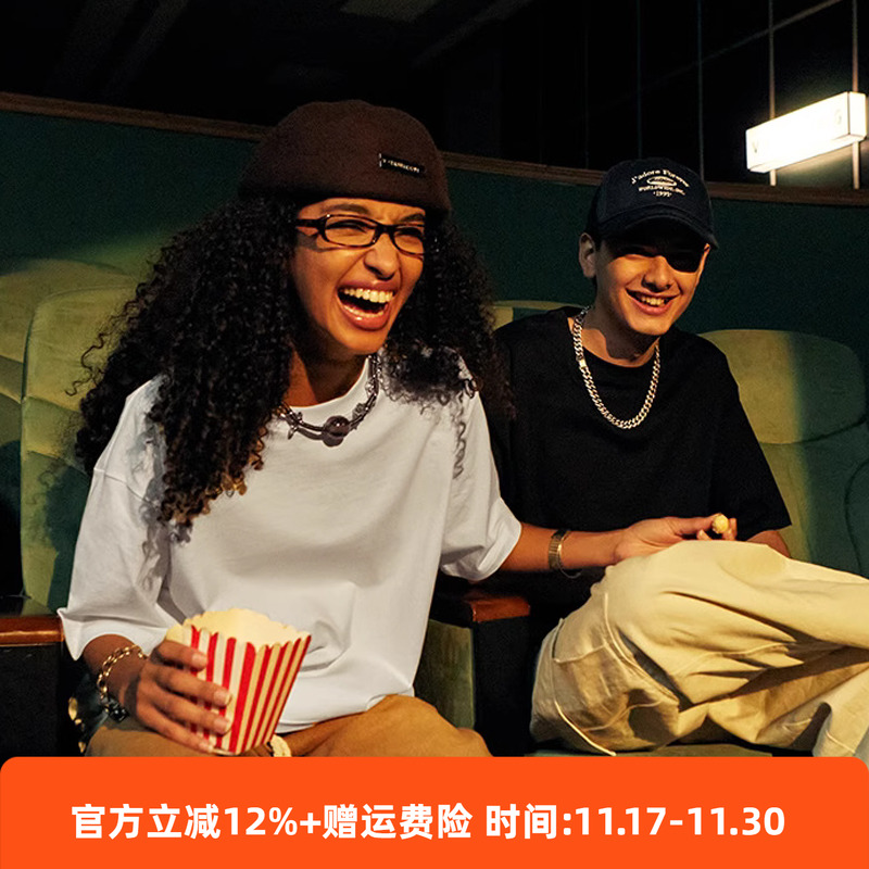 鹿森|美式黑色白色纯色打底T恤夏季新品220g精梳棉短袖男女潮流