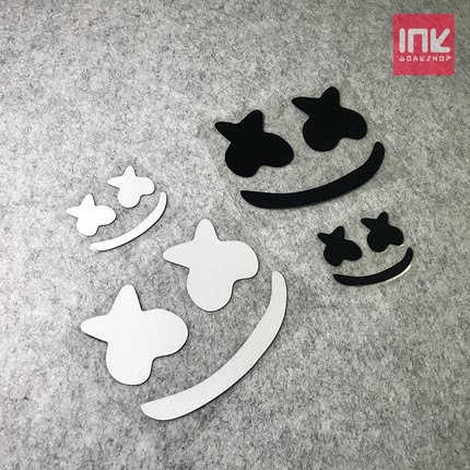 百大DJ电音marsh棉花糖创意潮流车贴内饰个性贴纸 汽车个性反光贴