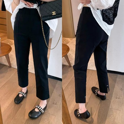 贵妃专属专柜品质高腰直筒西装裤型后开叉加绒加厚显瘦烟管裤1964