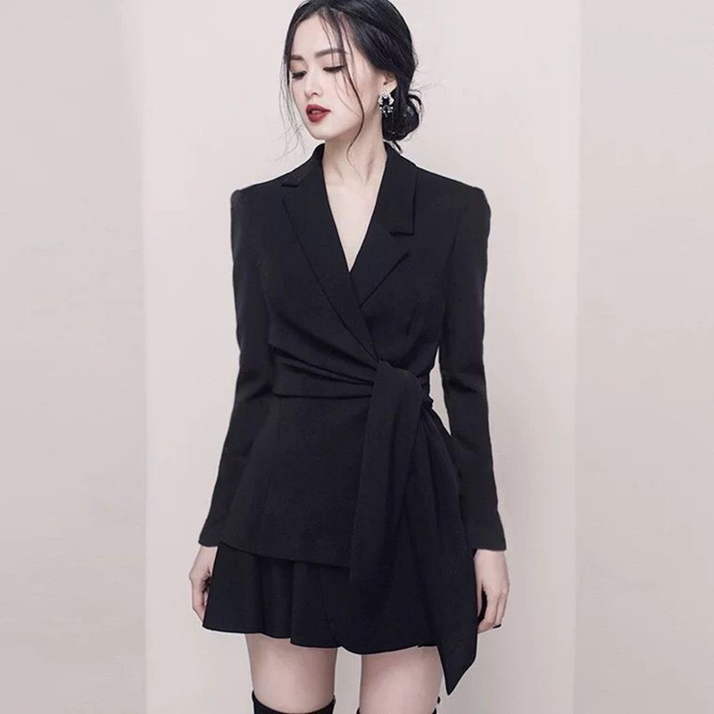 2025夏季新款网红西装加裙子两件套气质约会套装女心机长袖套装裙