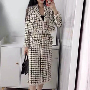 小个子冬装穿搭套装裙名媛女装品质感御姐小香风毛呢两件套女秋冬