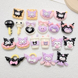 卡通紫色米树脂配件diy发饰头绳发夹手机奶油胶洞洞鞋 材料饰品