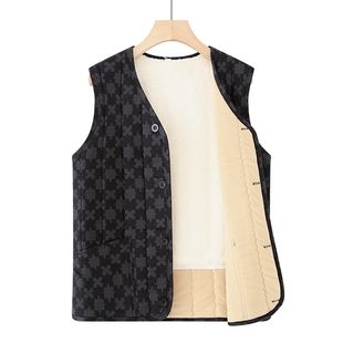 中老年男士加绒加厚马甲外穿保暖坎肩爷爷棉袄上衣驼绒爸爸冬装