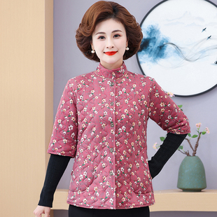 妈妈装德绒中袖棉衣超柔保暖秋冬季半袖女士棉马甲老年人棉袄外套