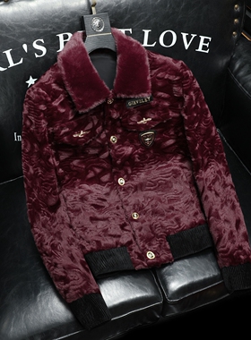 2025冬季男士金貂绒皮草加厚皮毛水一体翻领外套 货号89071 P320