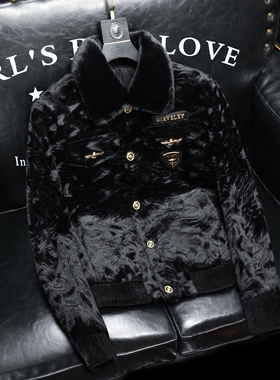 2025冬季男士金貂绒皮草加厚皮毛水一体翻领外套 货号89071 P320