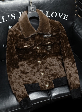 2025冬季男士金貂绒皮草加厚皮毛水一体翻领外套 货号89071 P320