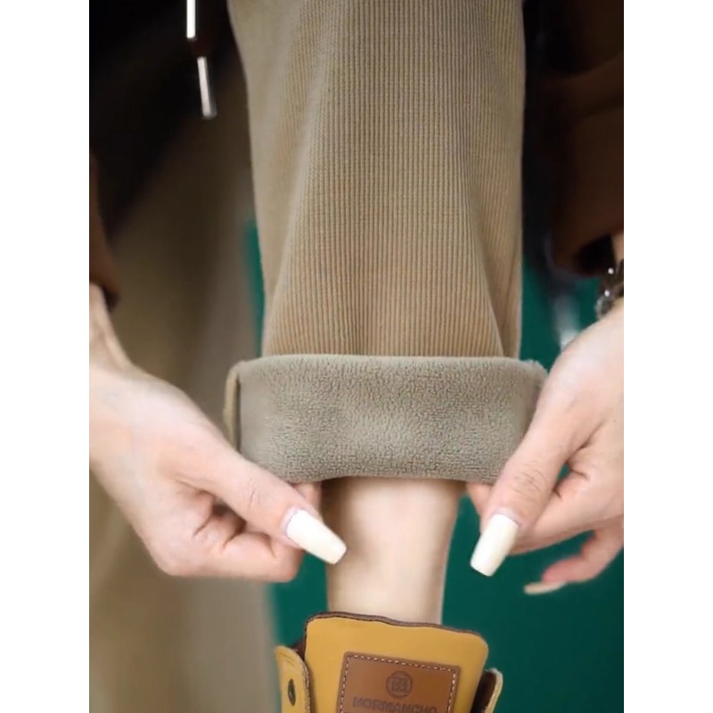 通勤风加绒灯芯绒哈伦裤女2025年