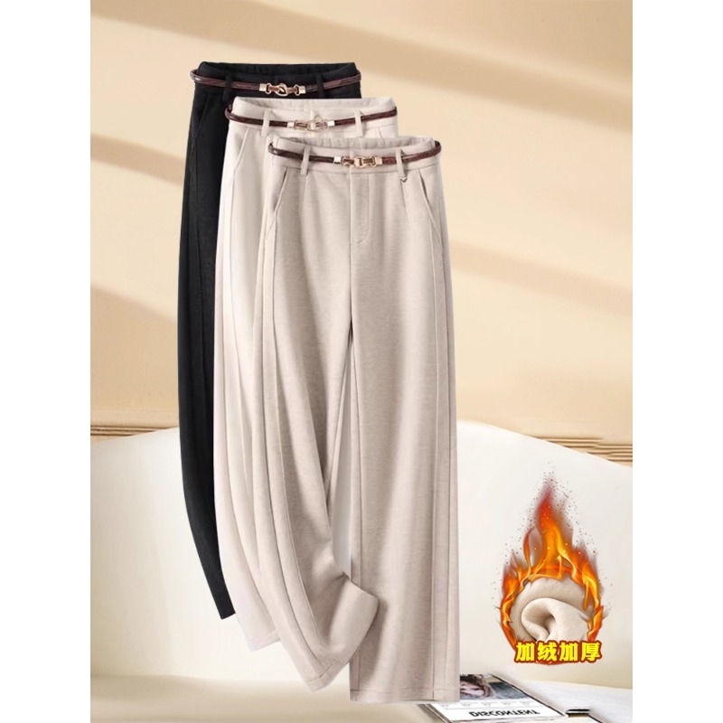 燕麦色高端羊绒阔腿裤女2025秋冬